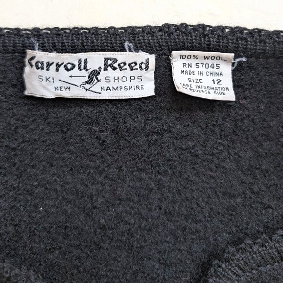 100% Wool Carrol Reed Vintage Black Button up Sweater Cardigan Medium 12 - Picture 7 of 12